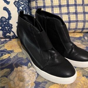 Black Perforated High-Top Sneakers
